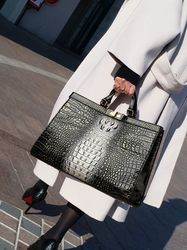 Clara Croc Embossed Tote Bag