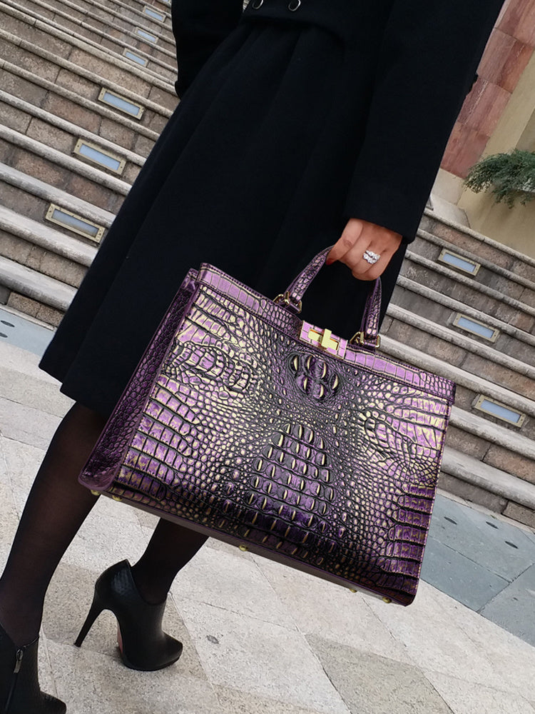 Clara Croc Embossed Tote Bag