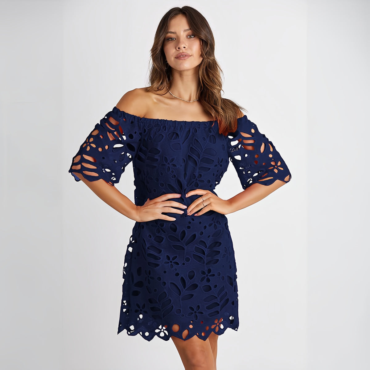 Olivia Off-Shoulder Eyelet Dress