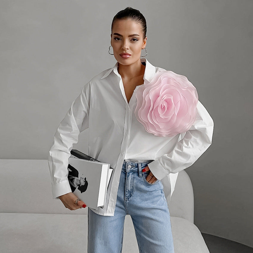 Emily Oversized Floral Accent Shirt