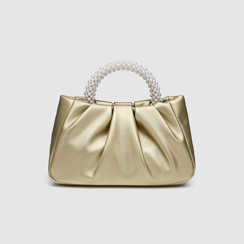 Sweet Handbag Maiden Pearl Bag Women's Fashion All-match Pleated Crossbody Cloud Bag Mini Bag