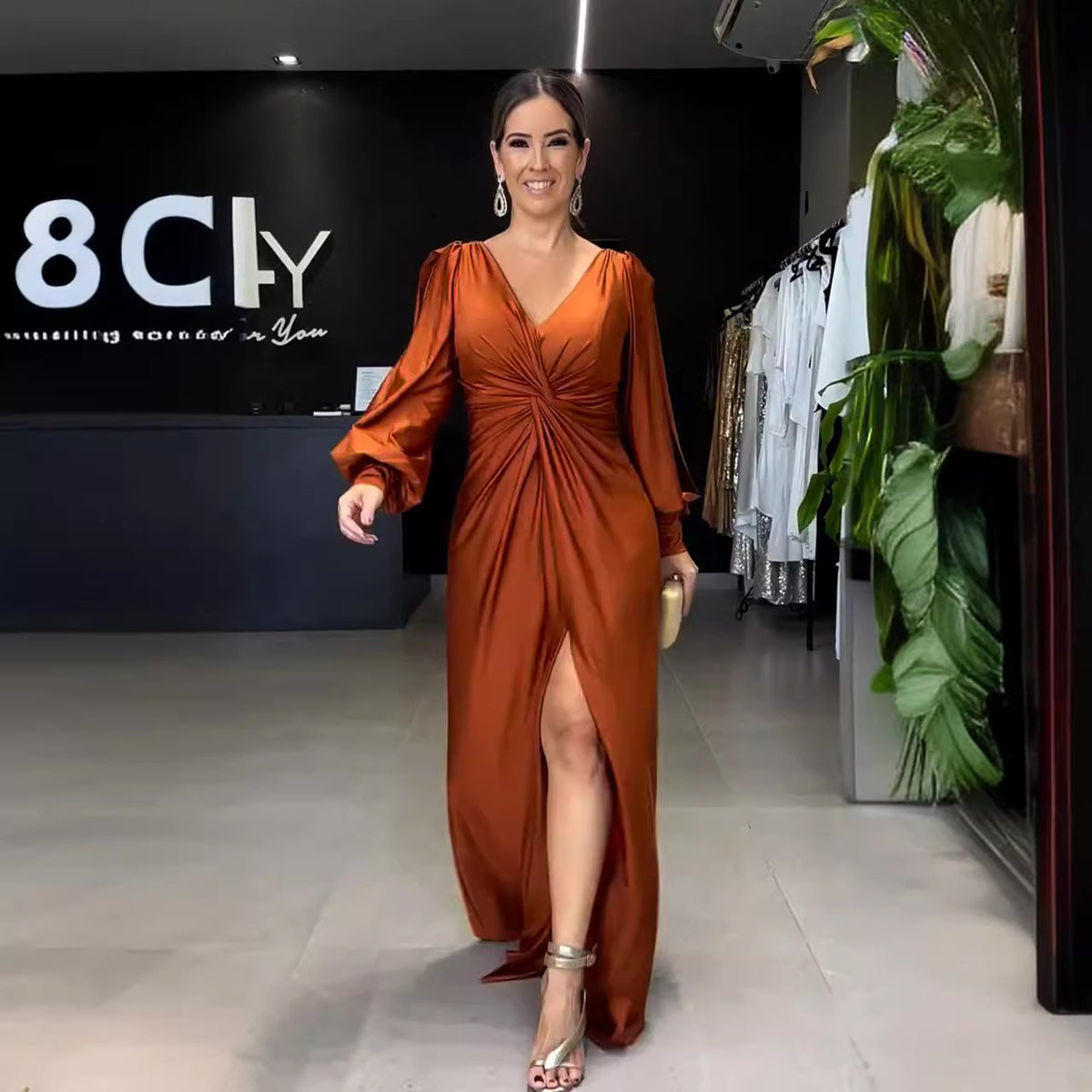 Women's Solid Color Slim Temperament Dress